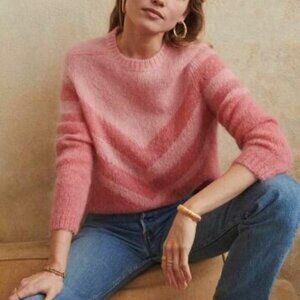 EUC Sezane Joy Mohair Wool Chevron Sweater Pink Medium